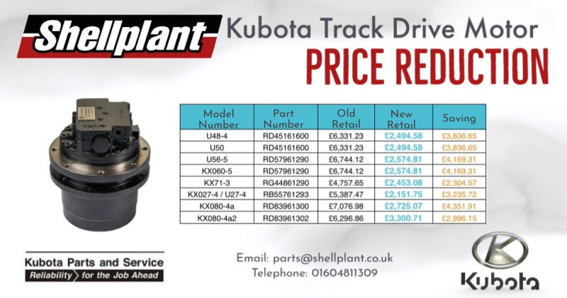 Kubota Track Motor Price Reductions
